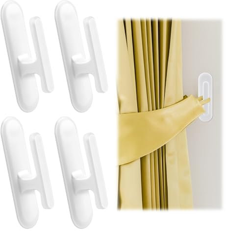 ALLisWE 4 Stück Raffbügel Vorhänge Holdbacks Vorhang Raffhalter Dekorativer Raffhalter für Gardinen Vorhang Halterungen Wandhaken Wickelklampen Rolloschnurhaken Für Zuhause, Büro, Fenster