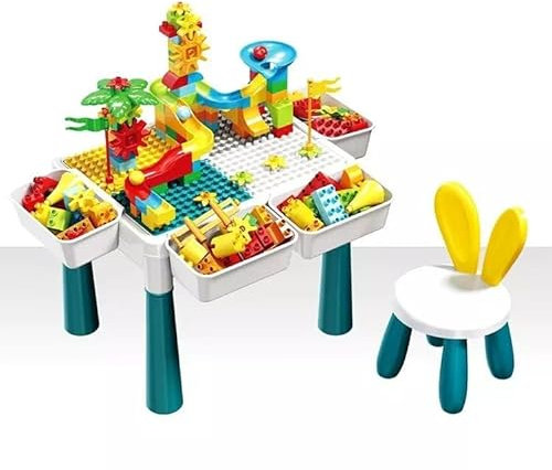 CELINO making your day Kids Building Blocks Table and Chair with Storage Toys Activity Desk Xmas Gift