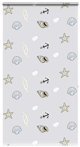 Homgoday Cortina de ducha enrollable con casete, cortina de ducha para bañera, estor para ducha y baños pequeños con casete, 120 x 240 cm, ancho de la tela 116 cm, diseño de estrella de mar