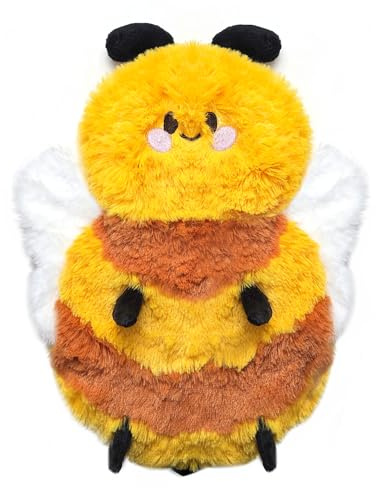 Honeybee Microwave Heating Pad for Period Cramps, Microwavable Stuffed Animal Cute Moist Weighted Plush Heating Bean Bag with Removable Cover Unscented Heatable Gifts
