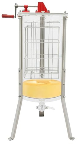 2 Frame Honey Extractor Manual Equipment Honeycomb Spinner Crank Drum Pro Beekeeping Apiary Centrifuge Floor Standing Electric Stainless Steel With Practical Handles Tripod Clear Acrylic 38*28*65Cm