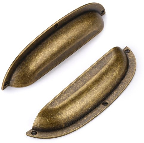 SYZOW 6 Pezzi maniglie a conchiglia per cassetti, maniglie vintage per ante, semicircolari retrò massicce con interasse 128 mm, per cassetti, armadi e comò