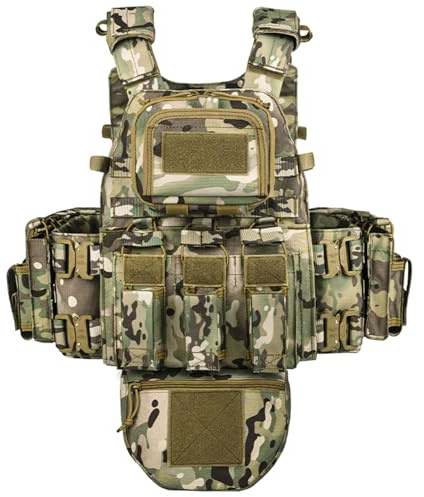 YAKEDA Tactical Training Vest with PALS System - Multi-Pocket Adjustable Straps Quick-Release Buckle for Hunting (US, Alpha, One Size, Regular, Regular, Camou2.0)