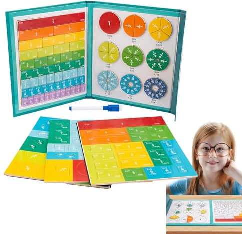 Magnetisk bråkbok - hemundervisningstillbehör - magnetiskt pedagogiskt pussel med bråk i boken, avsedd för hälsa, elever och grundskolor