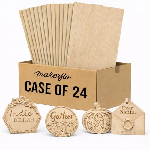 TruFlat Plywood Laser Wood Sheets, 12 x 19 x 1/8 in, Oak, Case of 24