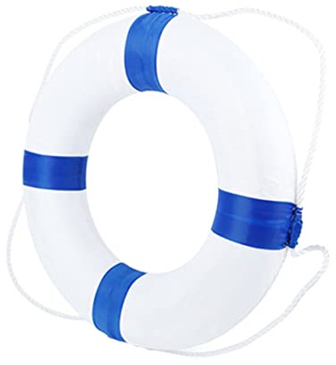 Anello da Nuoto per Bambini da 3 a 10 Anni Diametro 20 Pollici Galleggiante da Nuoto con Corda Blu Bianco Accessorio di Sicurezza per per Bambini, Decorazione Esterna