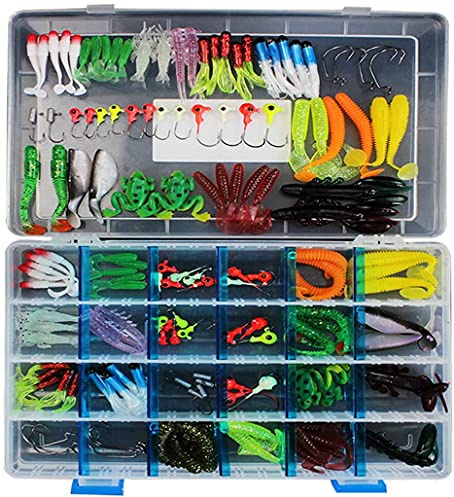CHAWHO Pesca Esche Kitt - 146 Pezzi Set di Esche da Pesca con Esca e Accessori per uncino,Esche Artificiali #007