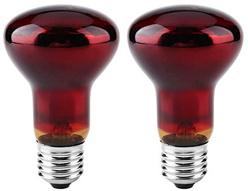 POFET - 2 lampadine riscaldanti per rettili e anfibi, a raggi infrarossi, resistenti e termiche, per riscaldamento, luce rossa per animali domestici, per rettili e anfibi, 220-240 V (100 W)