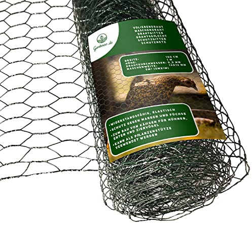 Volierendraht Maschendraht Drahtgitter Metallnetz Drahtgeflecht Schutzgitter Kaninchendraht mit Sechskantmaschen Wand- und Deckenverkleidung, gegen Marder und Füchse / 5 m Länge und 1 m Breite