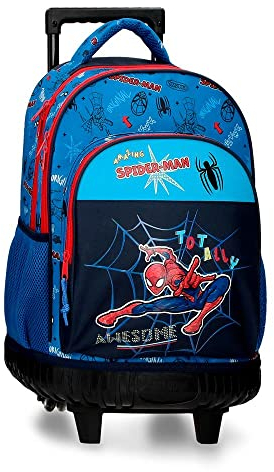 Marvel Spiderman Totally awesome Compact Backpack 2 Wheels Blue 32x45x21 cms Polyester 30,24L