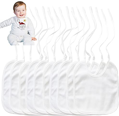 VIKY 10 Stück Lätzchen Zum Bemalen - Weiß Babyparty Dreieckstuch, Wasserdicht Halstuch Sabberlätzchen, Babylätzchen Geschenke Für Baby Junge Mädchen