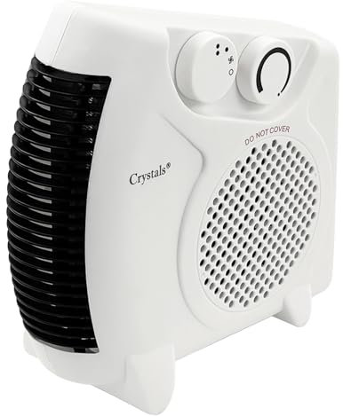 Crystals 2KW Electric Fan Heater, Electric Heater Energy Efficient with 2 Heat settings & Cool Function – Portable Room Heater with Variable Thermostat for Silent Nights