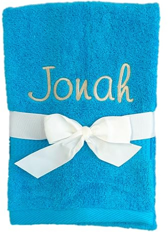 KIDDI-MEDIA Asciugamano per ospite/Asciugamano con ricamo personalizzato come ad esempio nome / 30x50cm | 500 g/m² | 100% cotone spugna (30 x 50 cm, Turchese)