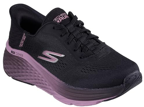 Skechers Scarpe da Ginnastica Max Cushioning Elite 2.0 da Donna, Bordo in Tessuto Nero Malva, 37 EU