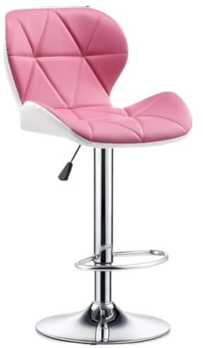 AMYSTY Barhocker Barstuhl Tresenhocker Drehbarer, Anhebbarer Barhocker Aus Leder Mit Metallpolsterung, Höhenverstellbarer Barhocker Mit Fußstütze Barstühle Küchenstühle(Pink)