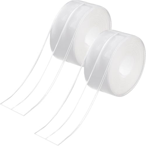 Rusoz Dichtungsband Selbstklebend Wasserdicht Transparent, 2 Rollen Abdichtband Selbstklebend Wasserfest Fugendichtungsband Anti-schimmel 3.2mx38mm für Küche,badezimmer, Toilette, Wandecke