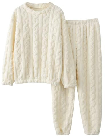 Schlafanzug Winter, Kuschel Jumpsuit Damen Jumpsuit Damen Fleece Warm Hausanzug Flanell Loungewear Thermo Frauen Pjs Kuschelanzug Pyjama Set Flauschig Freizeitanzug Nachtwäsche