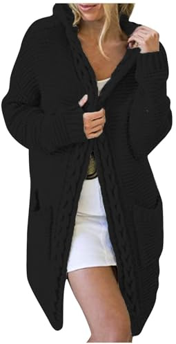 Gilet Femme Hiver Cardigan Long Long Gilet Grosse Maille Femme Pull Cachemire Femme Cachemire Femme Cardigan Femme Laine Veste En Laine Femme Gilets Femme Long Gilet Grosse Noir S