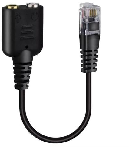 TECHZOCO Cavo adattatore telefono RJ9 maschio a doppio jack da 3,5 mm femmina, adattatore per cuffie microfono per telefono, 1 x TRS jack 3,5 mm auricolare + 1 x TRS jack 3,5 mm microfono, RJ9 4P4C