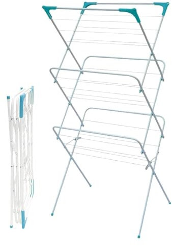 BARGAINS-GALORE 3 Tier Foldable Clothes Airer - Laundry Concertina Towel Dryer Horse Baby Kids | Indoor Outdoor Patio | Clothes Drying Rack | Washing Line Airers Maiden - Non Slip Feet, Lightweight