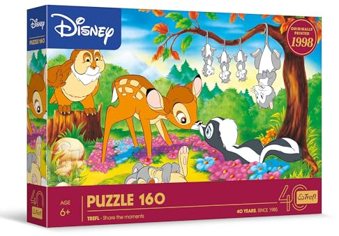 Trefl - Disney, Bambi et Les Amis de la forêt - Puzzle 160 Pièces - Puzzle coloré avec Les Personnages du Dessin animé Bambi, Loisir pour Les Enfants à partir de 6 Ans