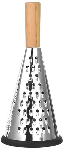 Bosreroy 22,9 cm Käsereibe mit Design, Buchenholzgriff, drei Reibeflächen, Behälter & Deckel für einfaches Zerkleinern