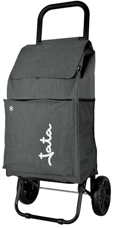 JATA HCAR2504 - Carro de la Compra 2 Ruedas. De 40L con Bolsa Refrigerante para Congelados. Carga hasta 30 kg. Bolsillos Laterales y Trasero. Chasis de Acero. Ligero