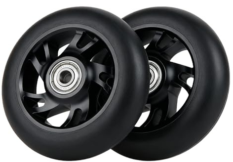 Fleymu Ruedas Pro Stunt Scooter de 100 mm con Rodamientos ABEC 9 Compatibles, 2 Piezas Ruedas de Patinete Scooter, Compatibles con Razor/Apollo/Cox Swain y la Mayoría de los Scooters (Negro)