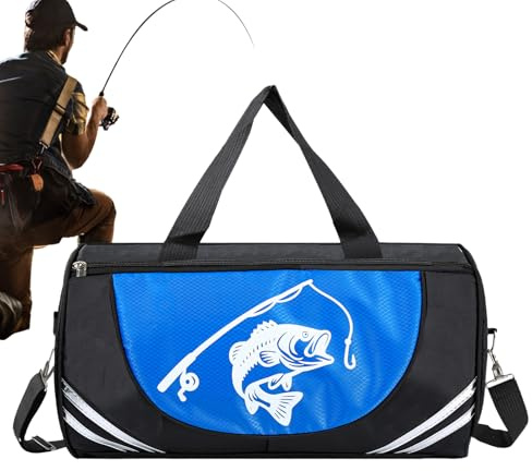 Bolsa de aparejos de pesca, bolsa deportiva con correa ajustable para el hombro, organizador de almacenamiento de pesca para pesca al aire libre, camping, senderismo, lago, agua salada, kayak, viajes