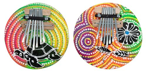 LALADEFIEE Daumenklavier Kalimba aus Kokosnussschale mit 7 Tönen Leichtes Kleiner Musikinstrument für Anfänger und Musikspielzeug mit Klarem Klang Zufällige Farbe