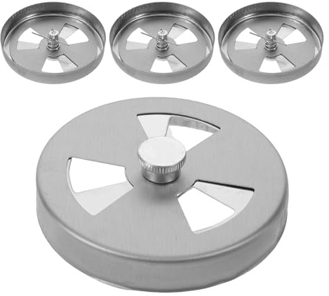UKCOCO Lot de 4 Plaques de Ventilation en Acier Inoxydable, Couvercles Ronds Réglables pour Conduit D’évacuation de Cheminée et Four, Grille D’aération pour Circulation D’air Optimale,