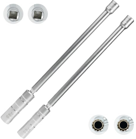 RowGlow llave de bujías 14 mm 16 mm 3/8 12 caras larga 293 mm, llave bujias larga 14 mm 16 mm 12 caras 3/8 para automóviles, acero al cromo-vanadio (14+16cm)
