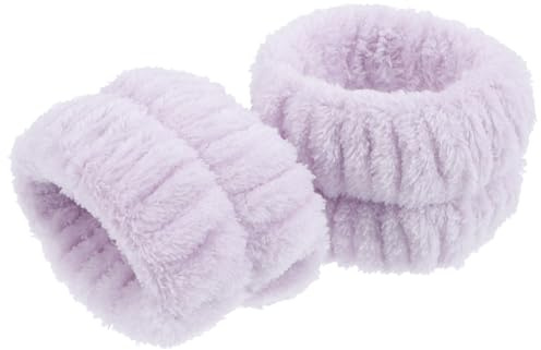 Hemobllo Set de 2 Muñequeras de Franela Púrpura para Maquillaje y Limpieza Facial, Cómodas, Ligeras y Resistentes, Ideales para Spa y Cuidado Personal