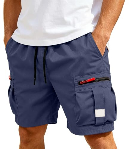 Pantalones de Trabajo Hombre Cortos Pantalon Corto Algodonhombre Pantalones Cortos Informales Pantalon Corto Montaña Hombre Cintura Elástiica Verano con Bolsillos