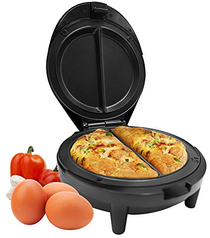 Geepas 1000W Omelette Maker | Dual Electric Non-Stick Egg Cooker | Automatic Temperature Control & Power Light Multi Cooker for Omelettes, Fried, Poached & Scrambled Eggs | Cool Touch, 2 Year Warranty
