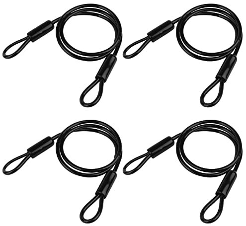 4 Pack 2.5' Black Security Cable Luggage Lock Safety Wire