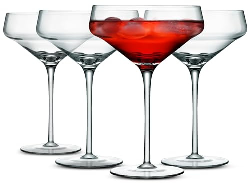 NutriChef 4 Piece Crystal Martini Glasses, 10 Oz Crystal Clear Stemmed Cocktail Glass, Dishwasher Safe Glassware for Cocktail, Wine, Champagne, Parties, Bar, Wedding, & Gift