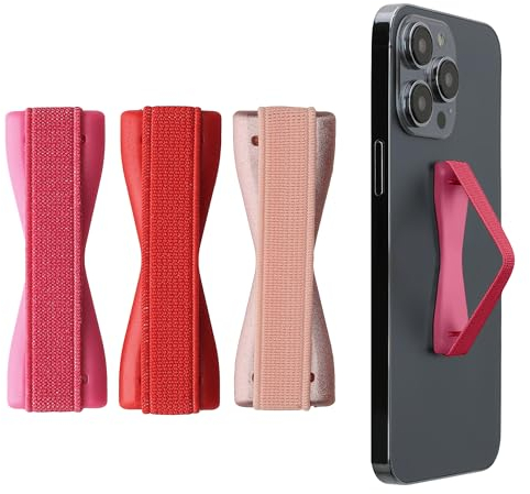 kwmobile Smartphone Fingerhalter 3 Set - Handy Halter Griff Halterung Einhandbedienung - 3X Handyhalter in Metallic Rosegold Metallic Pink Metallic Dunkelrot