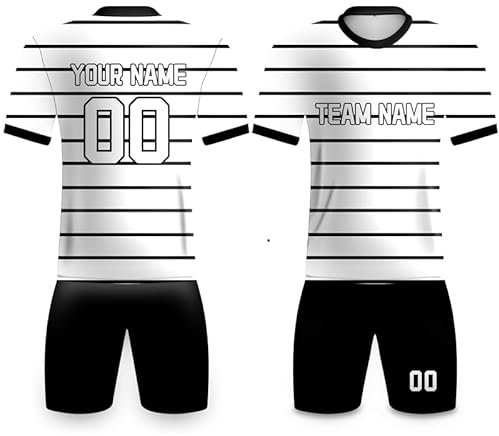 Davcielaora Custom Football Kits World Cup for Men Adults Vintage Shirt White Black Add Your Own Name Number Logo Athletic Trainingsanzug, weiß/schwarz, XXL
