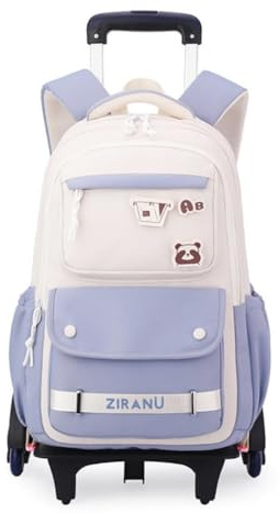 EKUIZAI Trolley Backpack for Girls Middle Kids School Bags with Wheels Rolling School Bags for Teen Girls, Blue