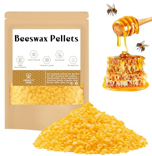Beeswax Pellets, 200g Yellow Beeswax Pellets for Candle Making, Organic Beeswax Pellets Cosmetic Grade for DIY Candles, Skin, Body Care, Lip Balm and Soap Making Supplies