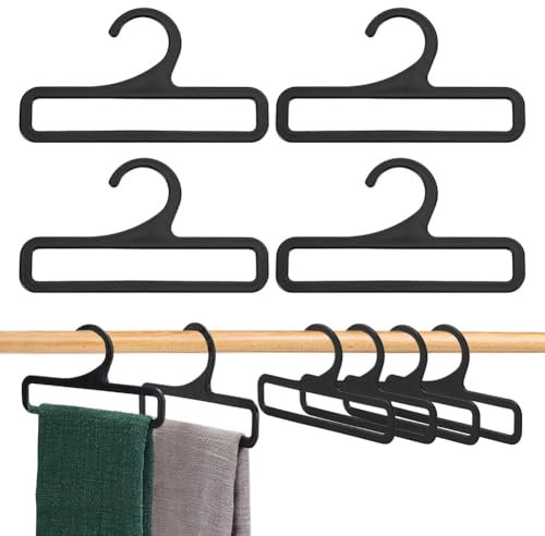 AHANDMAKER 10Pcs Scarf Hangers, Black Rectangular Towel Holder, Plastic Scarf Holder Organizer, Scarf Display Ties Organizer, Space Saving Hanging Hanger for Closet Shop Scarf Tie Belt Towel, 5.39x3