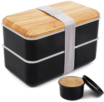 Bixury Bento Lunch Box Adulte,1400ml Boite Repas Bento,Boîte à Déjeuner,Boîte à Lunch,Boite Bento pour Salades,Collations,Bento Japonais Design avec Couverts,Boite Repas Compartiments avec Accessoires