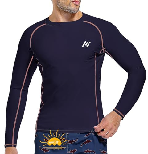 MEETWEE Herren Rash Guard Rash Vest Männer Langarm/Kurzarm UV Schutz T-Shirt Tops UPF 50+ Schnelltrocknend für Schwimmen Surfen Wassersport