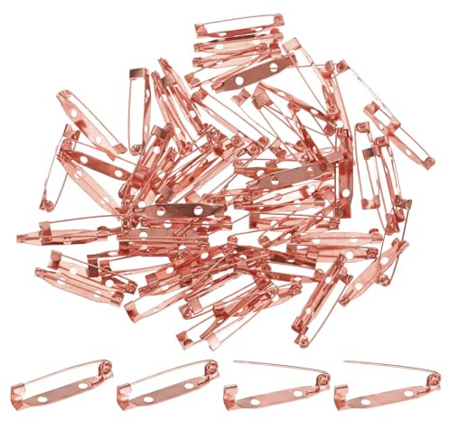 M METERXITY 60-Pack Bar Pins, 1.2 Inch Brooch Pin Backs Safety Clasp for Badges/Name Tags/Corsage/DIY Crafting Sewing Fabric, Metal Boutonnieres Locking Pin-Backing [30mm, Rose Golden]