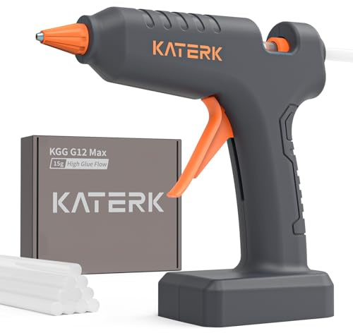 Katerk Pistola Colla a Caldo Senza Fili, 12V Pistola Colla a Caldo Professionale con 10 * 11mm, Batteria da 2000 mAh, 90S Calore Veloce, Ideale per l'artigianato, la Decorazione