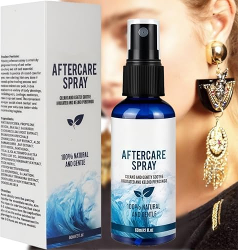 Piercing Aftercare Spray, Sterile Saline Solution Spray, Piercing Cleaning Solution for Ear, Nose, Navel & Tongue - Soothing Saline Solutions for Piercings Aftercare