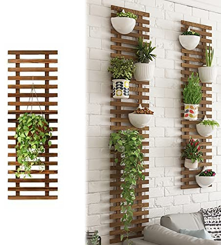 Support de barbecue en bois naturel, jardinière d'extérieur pour plantes grimpantes, support mural pour pots de fleurs, décoration de jardin verticale, 29 x 29 cm