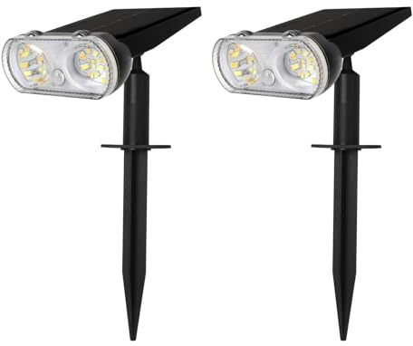 EFFILUMLUX Lot de 2 Lampes Solaires Extérieures avec Détecteur de Mouvement, 3 Couleurs 3000K/4500K/6500K, IP67 Étanches, Capteur 120°/8 m, Lumière Solaire Extérieur pour Jardin Cour Allée Chemin