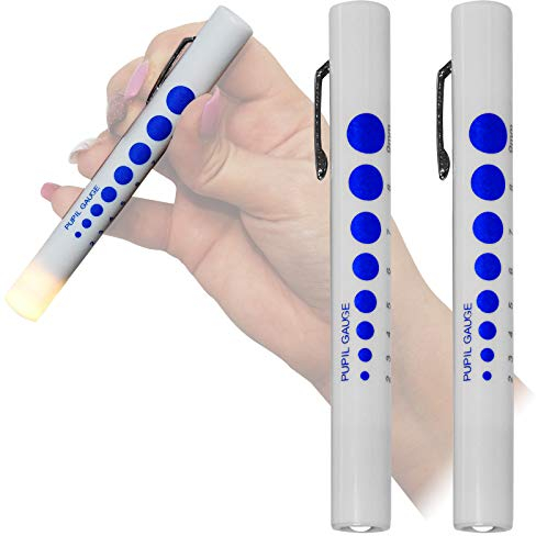 Qualicare First Aid Pupil Gauge Doctors Nurses Medical Pen Light Torch Twin Pack